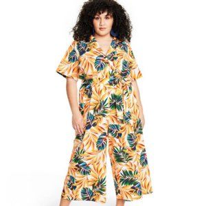 NWT! 3X Tropical Print Jumpsuit - Tabitha Brown for Target Yellow/Orange